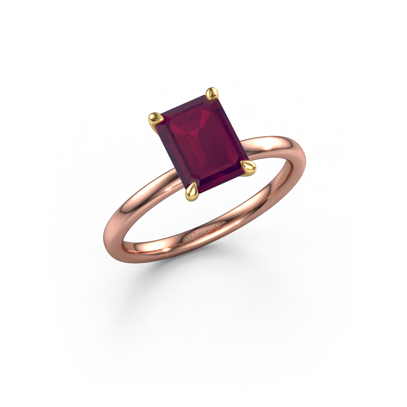 Image of Engagement ring Crystal EME 1 585 rose gold Rhodolite 8x6 mm