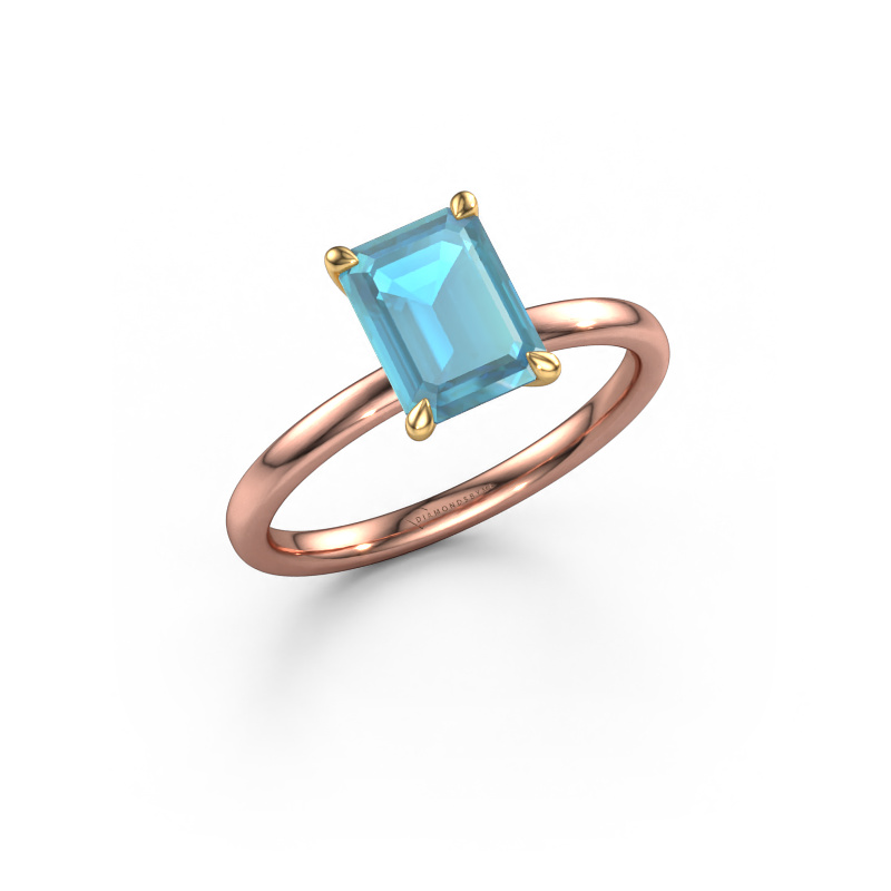 Bild von Verlobungsring Crystal EME 1 585 Roségold Blau Topas 8x6 mm