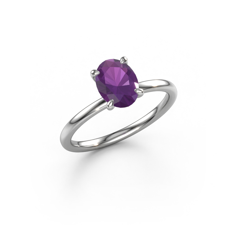 Bild von Verlobungsring Crystal OVL 1 950 Platin Amethyst 8x6 mm