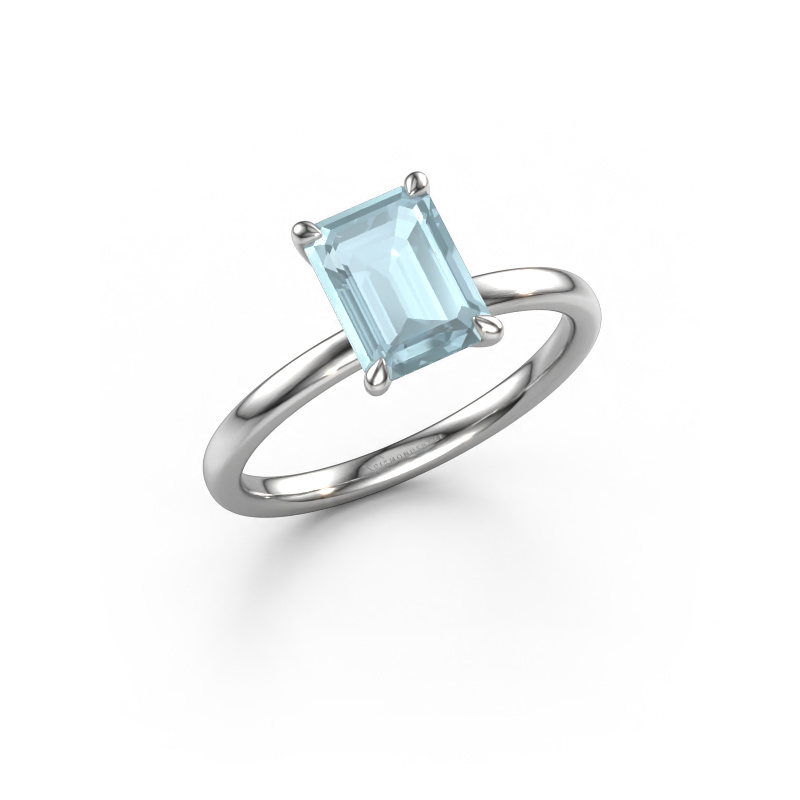 Bild von Verlobungsring Crystal EME 1 950 Platin Aquamarin 8x6 mm