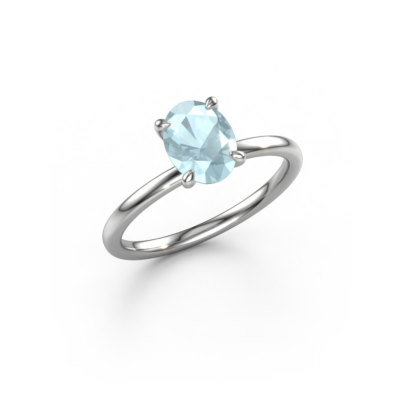 Image of Engagement ring Crystal OVL 1 950 platinum Aquamarine 8x6 mm