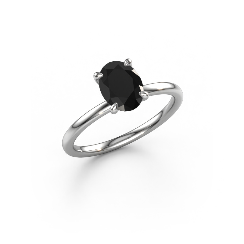 Image of Engagement ring Crystal OVL 1 950 platinum Black diamond 1.40 crt