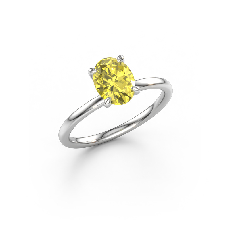 Afbeelding van Verlovingsring Crystal OVL 1 950 platina Gele lab grown diamant 8x6 mm