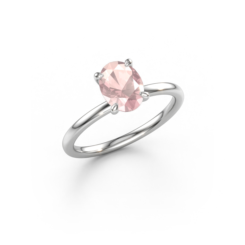 Afbeelding van Verlovingsring Crystal OVL 1 950 platina Morganiet champagne 8x6 mm