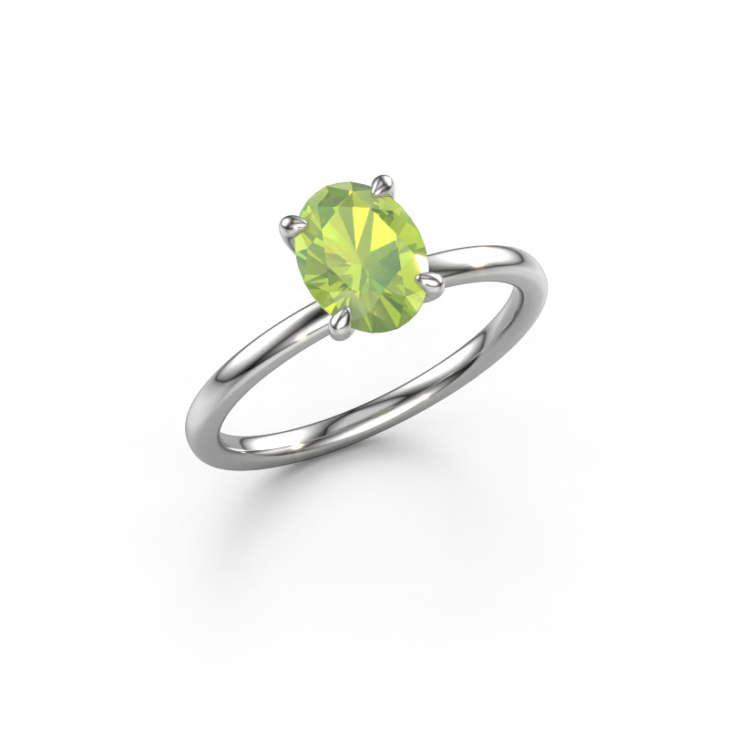 Bild von Verlobungsring Crystal OVL 1 950 Platin Peridot 8x6 mm