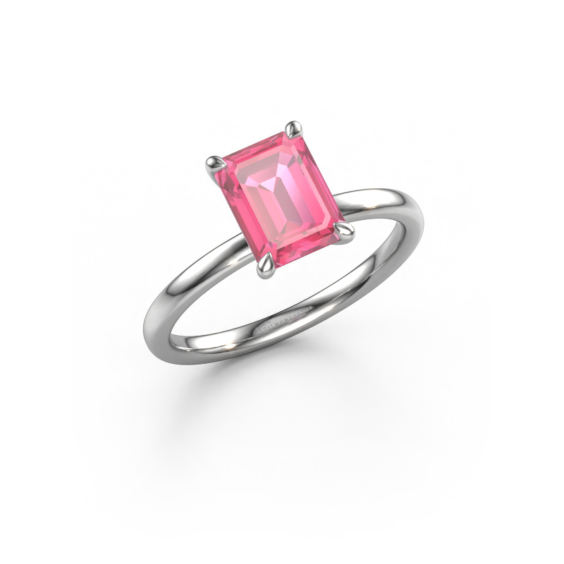 Image of Engagement ring Crystal EME 1 950 platinum Pink sapphire 8x6 mm