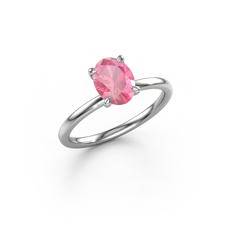 Image de Bague de fiançailles Crystal OVL 1 950 platine Saphir rose 8x6 mm
