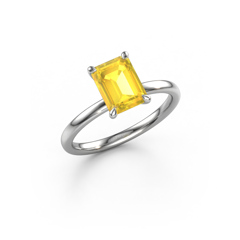 Bild von Verlobungsring Crystal EME 1 950 Platin Gelb Saphir 8x6 mm
