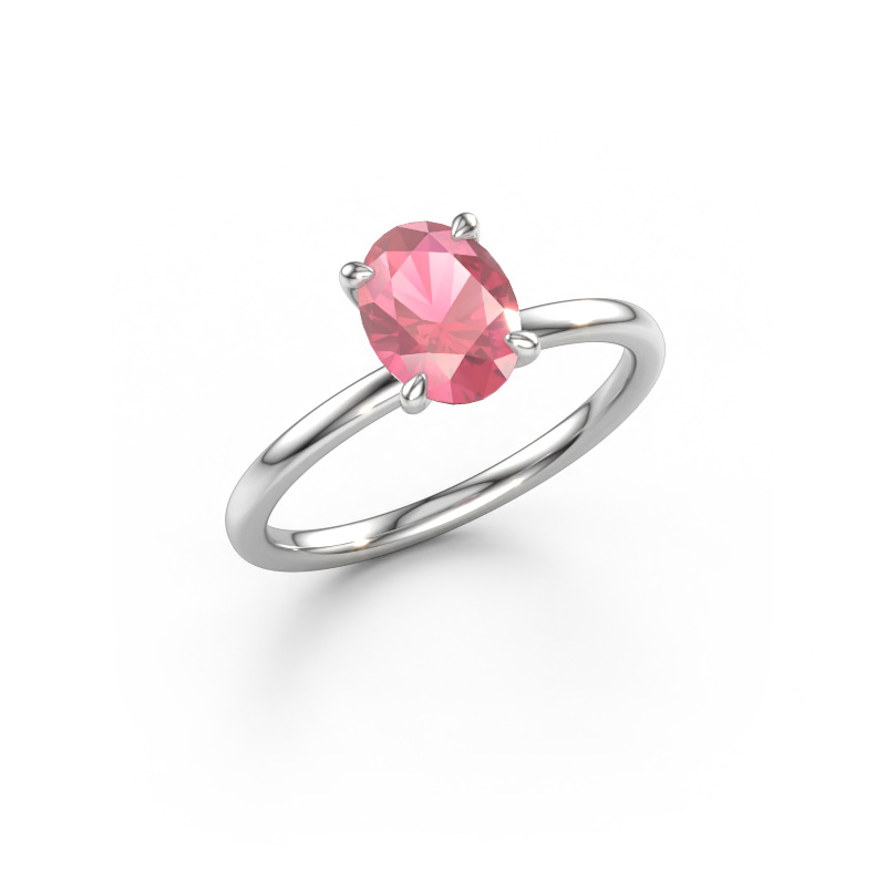 Afbeelding van Verlovingsring Crystal OVL 1 950 platina Toermalijn pink 8x6 mm