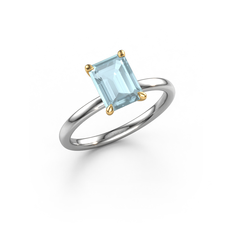 Image of Engagement ring Crystal EME 1 585 white gold Aquamarine 8x6 mm