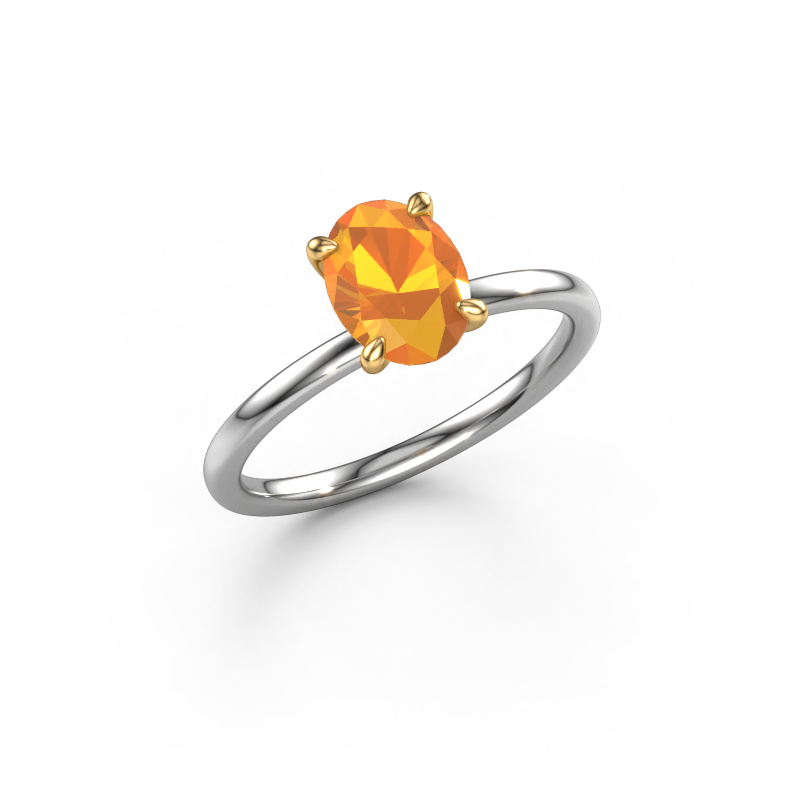 Bild von Verlobungsring Crystal OVL 1 585 Weißgold Citrin 8x6 mm