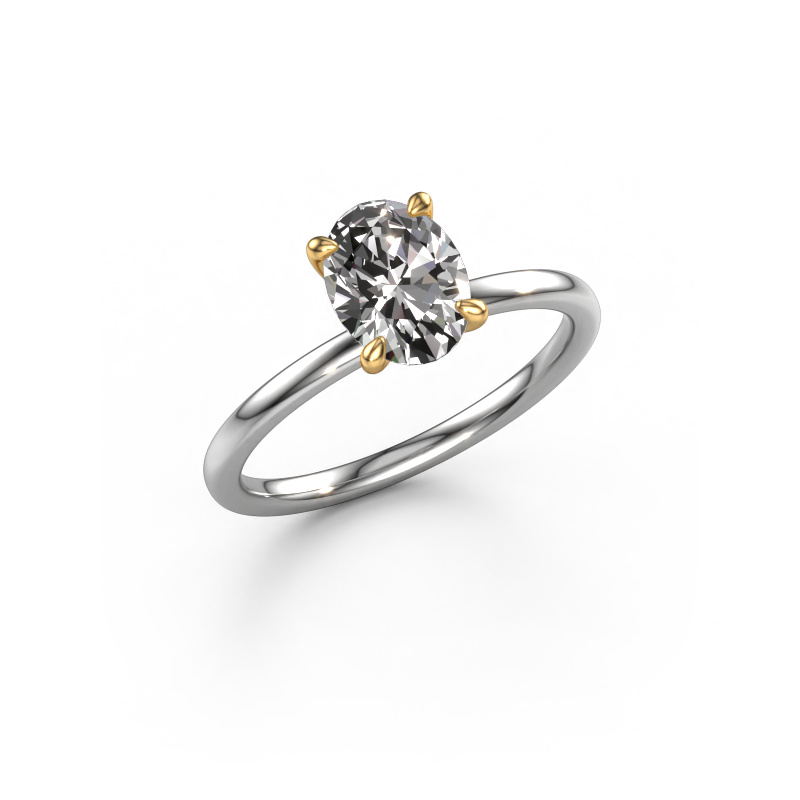 Afbeelding van Verlovingsring Crystal OVL 1 585 witgoud Custom diamant 8x6 mm