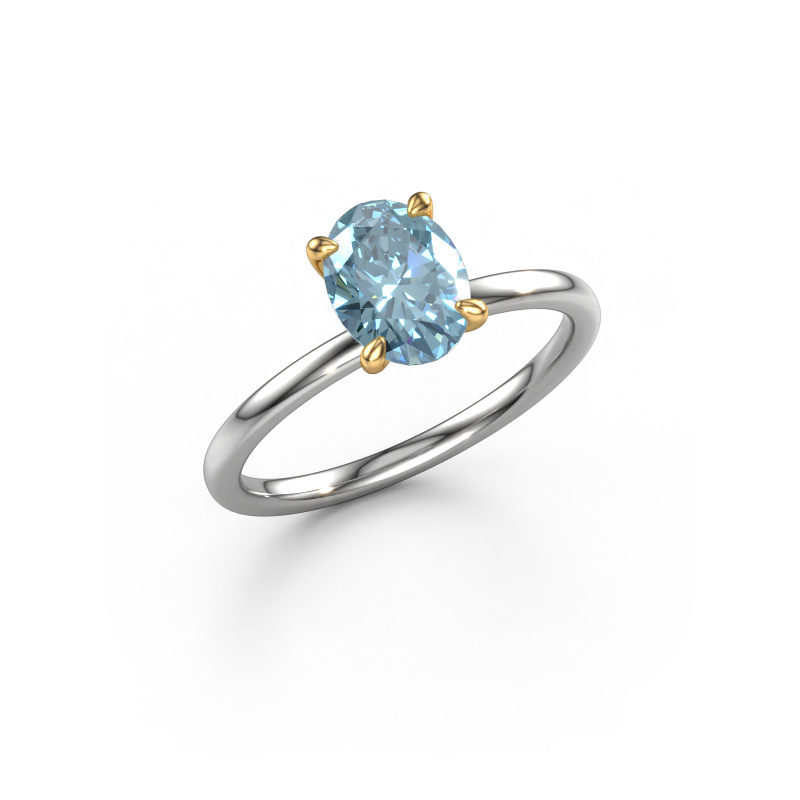 Bild von Verlobungsring Crystal OVL 1 585 Weißgold Blauer Labordiamant 8x6 mm