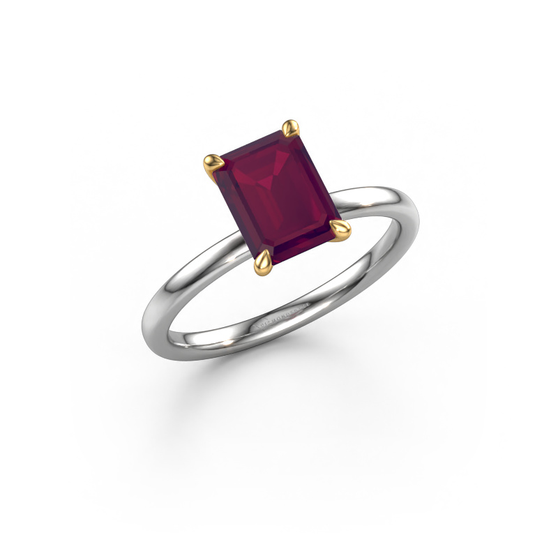 Image de Bague de fiançailles Crystal EME 1 585 or blanc Rhodolite 8x6 mm