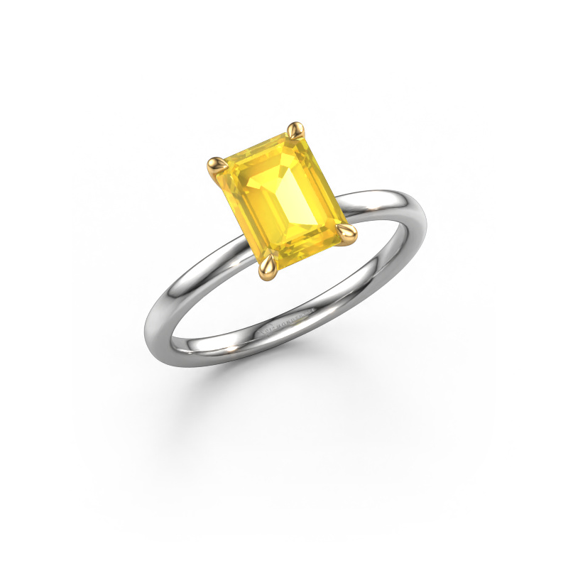 Bild von Verlobungsring Crystal EME 1 585 Weißgold Gelb Saphir 8x6 mm