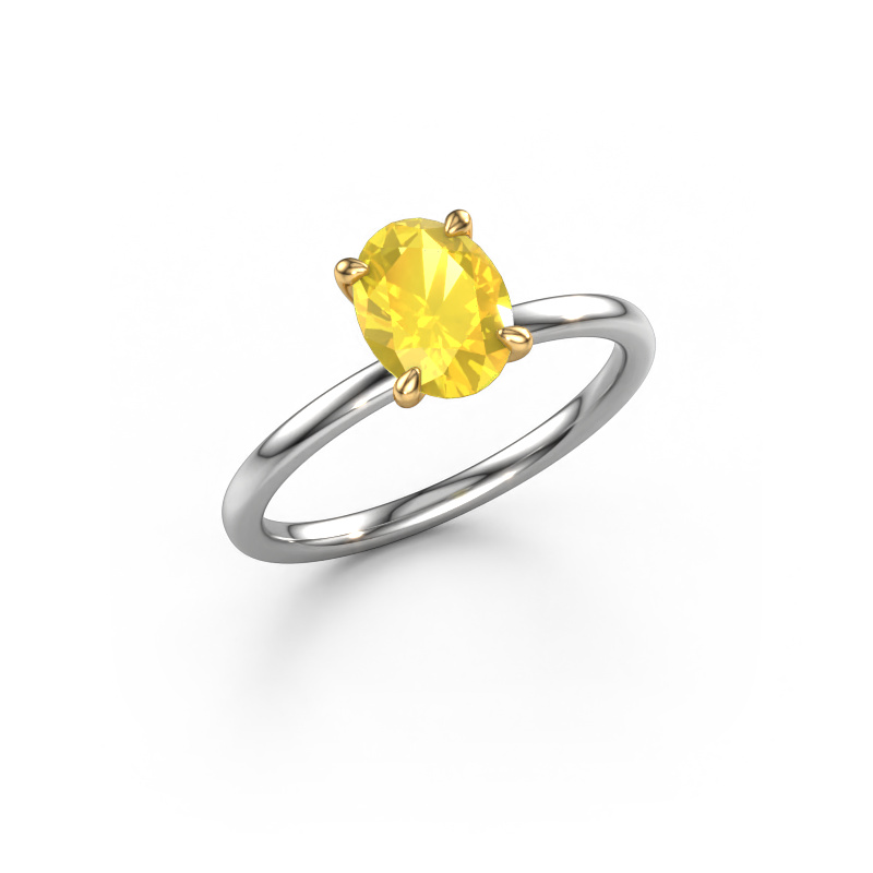 Bild von Verlobungsring Crystal OVL 1 585 Weißgold Gelb Saphir 8x6 mm