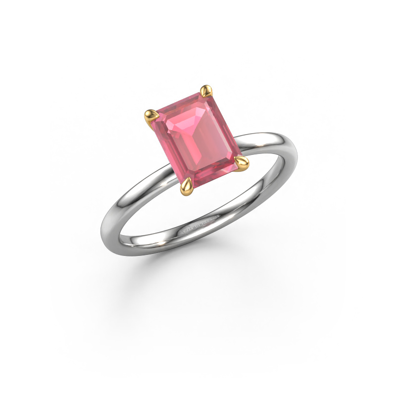 Image de Bague de fiançailles Crystal EME 1 585 or blanc Rose tourmaline 8x6 mm