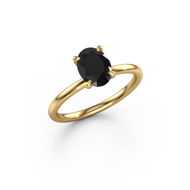 Image de Bague de fiançailles Crystal OVL 1 585 or jaune Diamant noir 1.40 crt