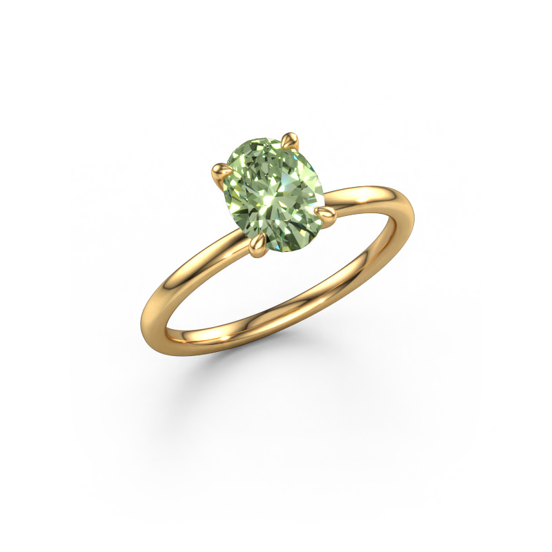 Bild von Verlobungsring Crystal OVL 1 585 Gold Grüner Labor-Diamant 8x6 mm