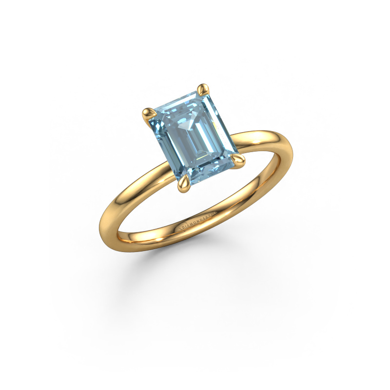 Image of Engagement ring Crystal EME 1 585 gold Blue lab grown diamond 8x6 mm