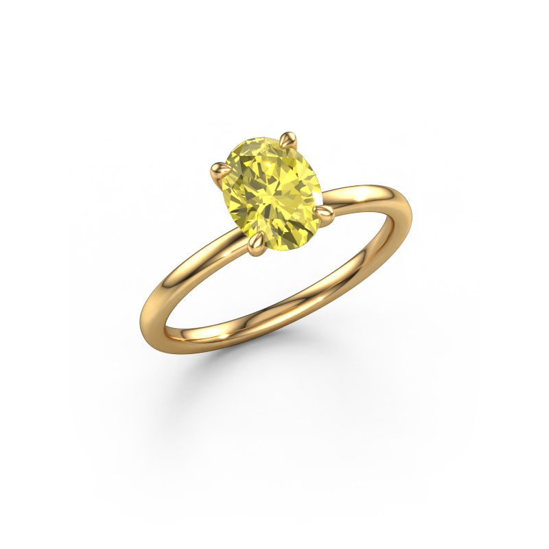 Image of Engagement ring Crystal OVL 1 585 gold Yellow lab grown diamond 8x6 mm