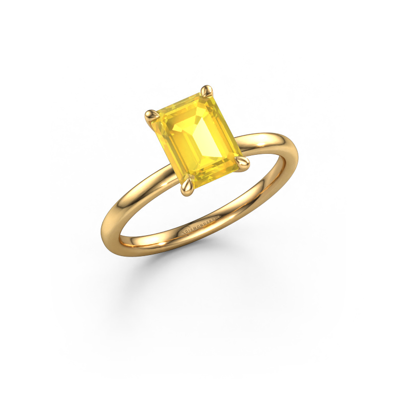 Image of Engagement ring Crystal EME 1 585 gold Yellow sapphire 8x6 mm