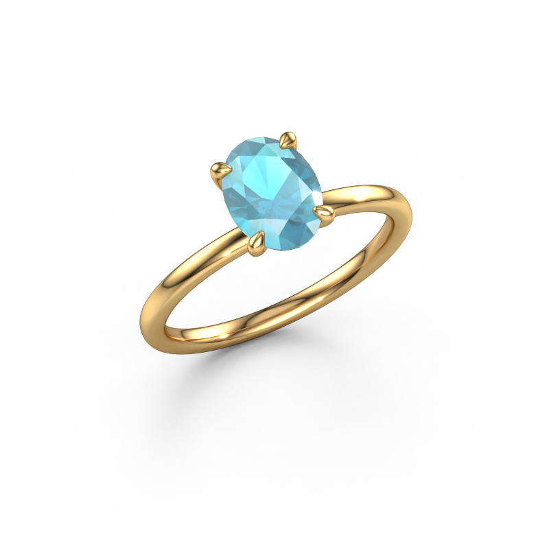 Bild von Verlobungsring Crystal OVL 1 585 Gold Blau Topas 8x6 mm