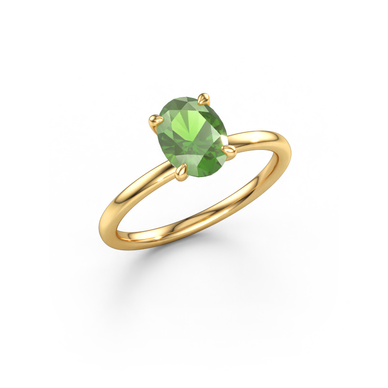 Bild von Verlobungsring Crystal OVL 1 585 Gold Turmalin grün 8x6 mm