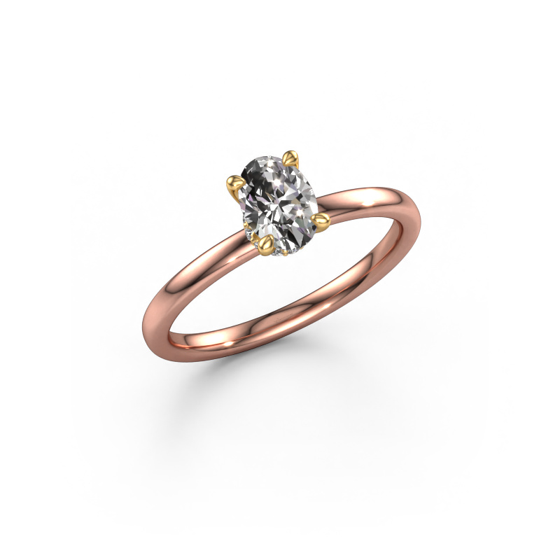 Image of Engagement ring Crystal OVL 3 585 rose gold Diamond 0.660 crt