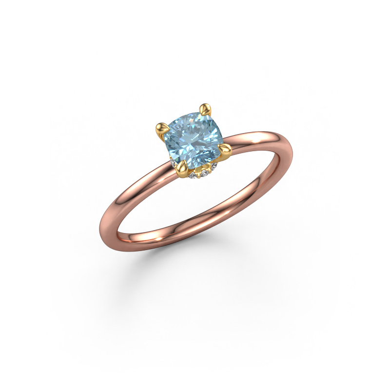 Image of Engagement ring Crystal CUS 3 585 rose gold Blue lab grown diamond 5 mm