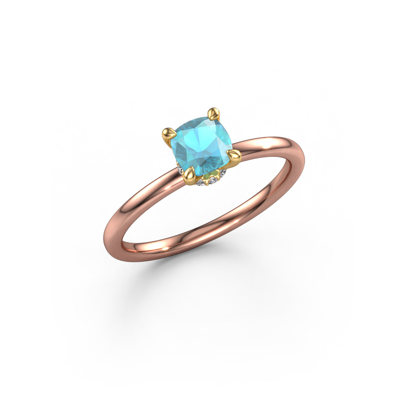 Image de Bague de fiançailles Crystal CUS 3 585 or rose Topaze bleue 5 mm