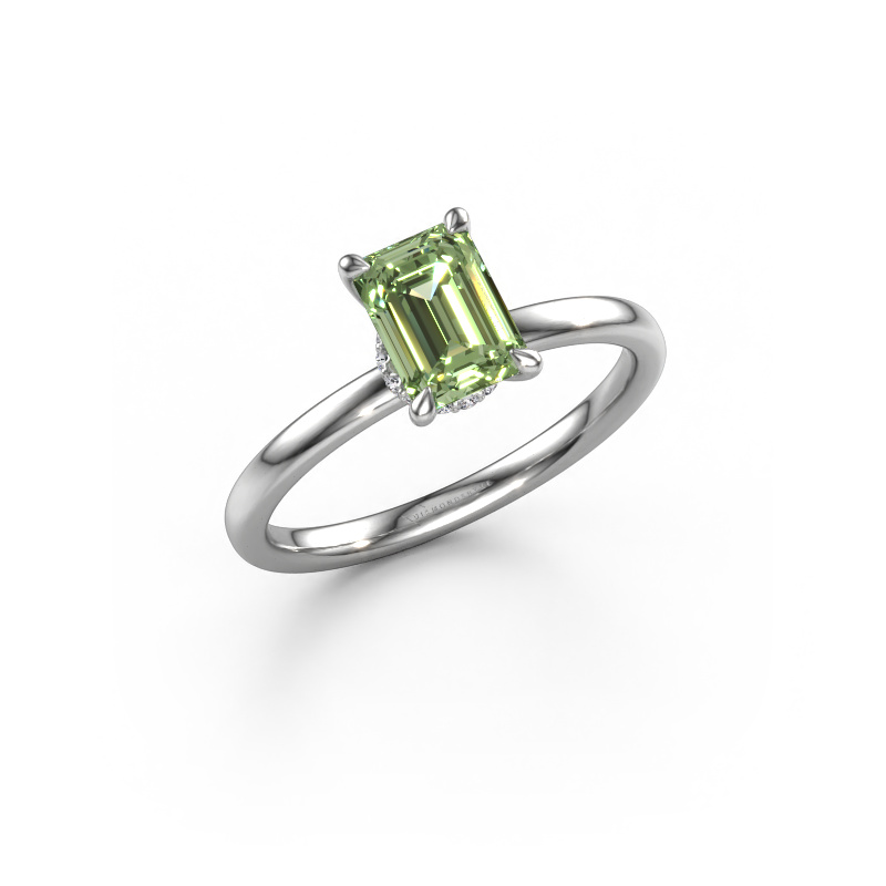 Image of Engagement ring Crystal EME 3 950 platinum Green lab grown diamond 7x5 mm