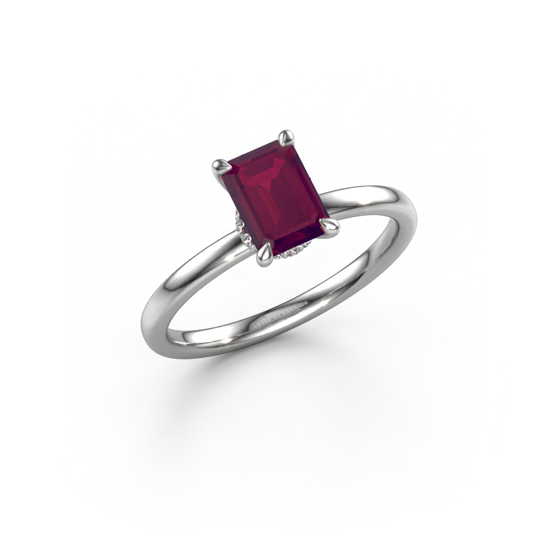 Image of Engagement ring Crystal EME 3 950 platinum Rhodolite 7x5 mm