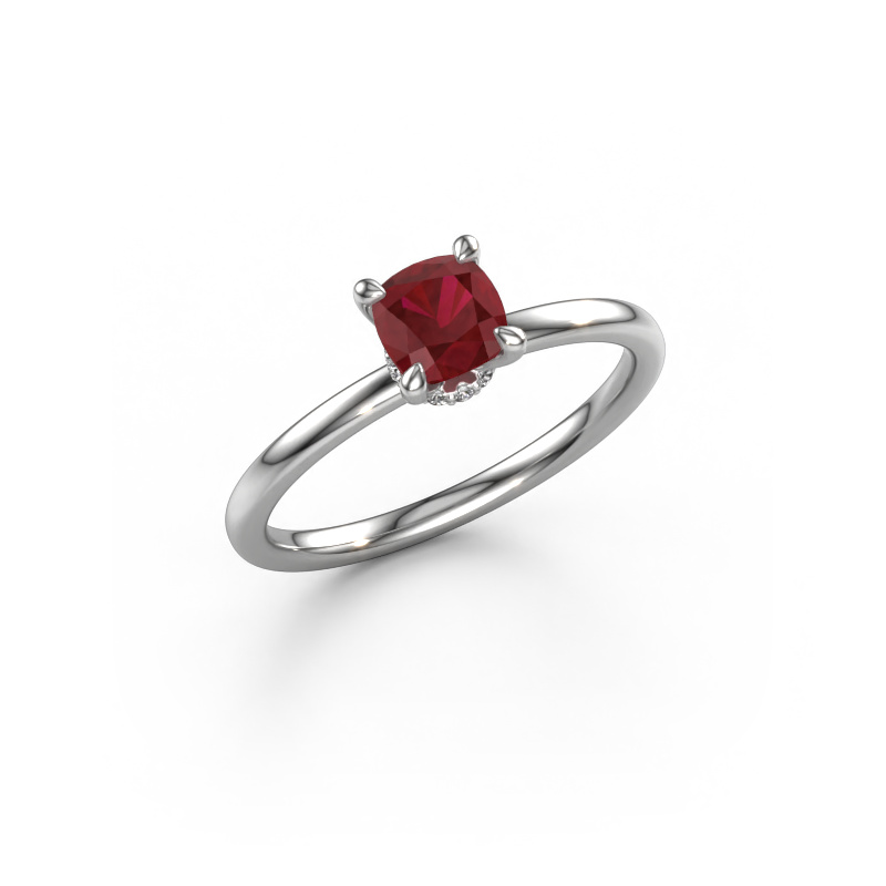 Image of Engagement ring Crystal CUS 3 950 platinum Ruby 5 mm