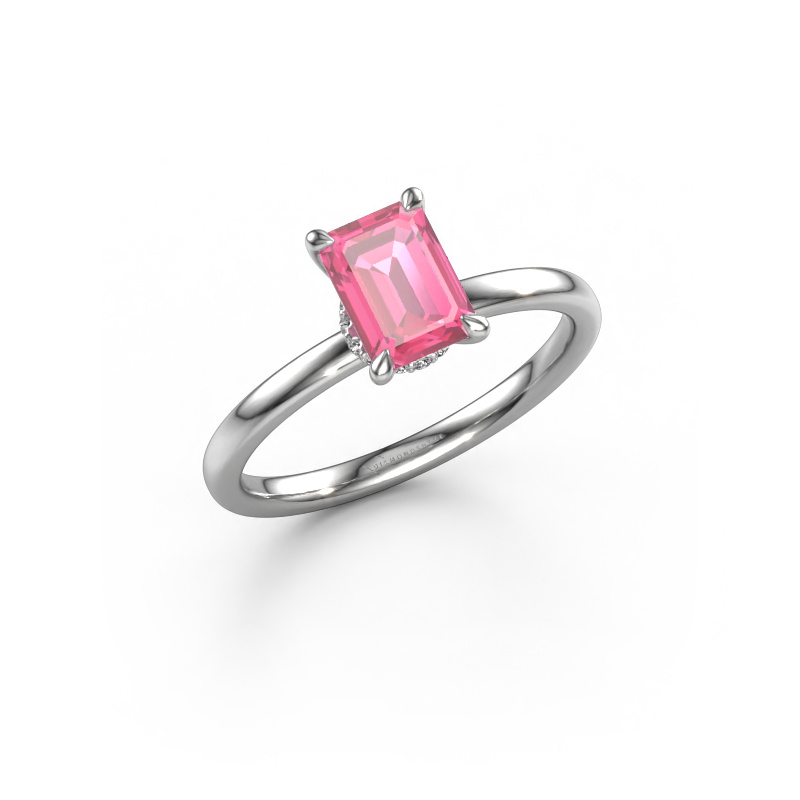 Afbeelding van Verlovingsring Crystal EME 3 950 platina Roze saffier 7x5 mm