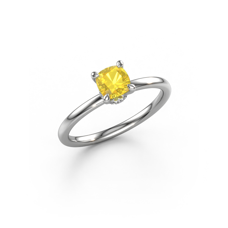 Image of Engagement ring Crystal CUS 3 950 platinum Yellow sapphire 5 mm