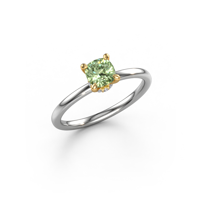 Image of Engagement ring Crystal CUS 3 585 white gold Green lab grown diamond 5 mm