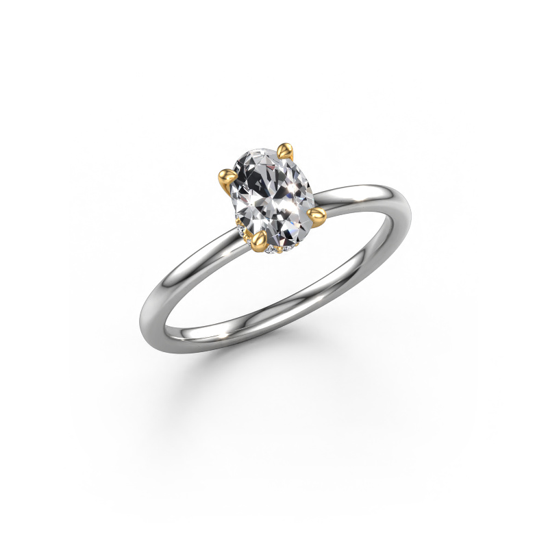 Image de Bague de fiançailles Crystal OVL 3 585 or blanc Diamant synthétique 0.76 crt