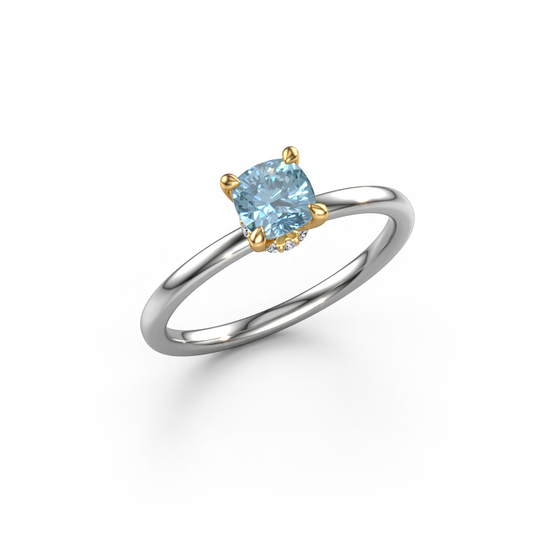 Image of Engagement ring Crystal CUS 3 585 white gold Blue lab grown diamond 5 mm