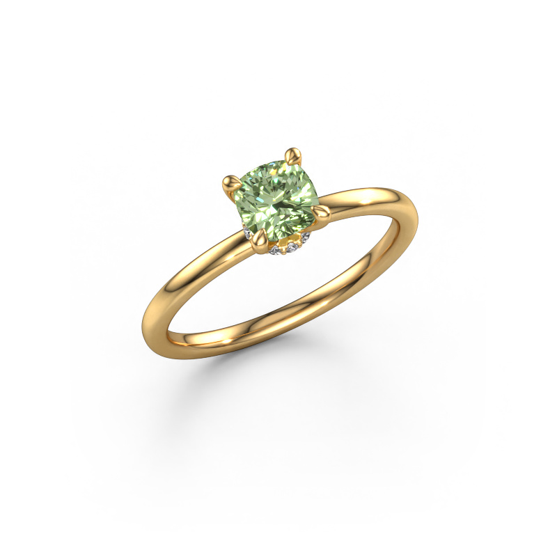 Image de Bague de fiançailles Crystal CUS 3 585 or jaune Diamants synthétiques vert 5 mm