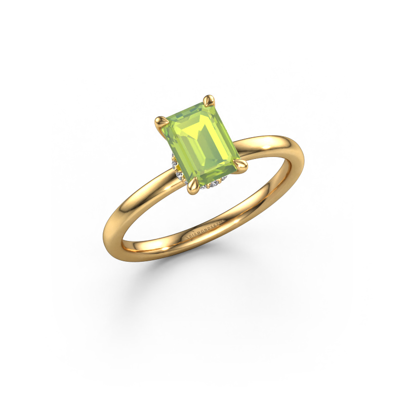 Image of Engagement ring Crystal EME 3 585 gold Peridot 7x5 mm