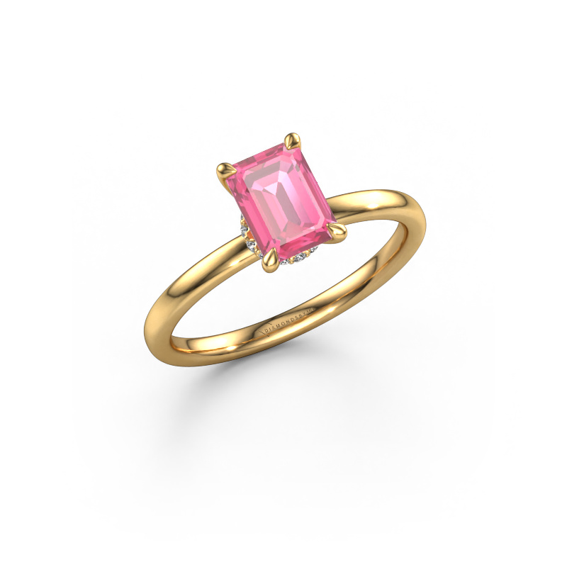 Image de Bague de fiançailles Crystal EME 3 585 or jaune Saphir rose 7x5 mm