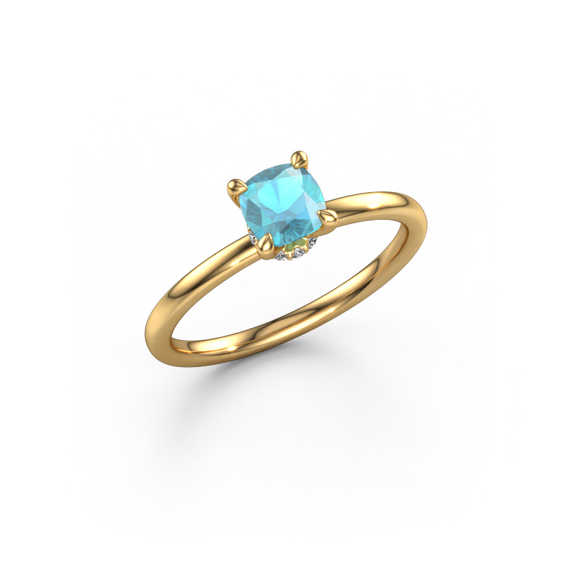 Bild von Verlobungsring Crystal CUS 3 585 Gold Blau Topas 5 mm