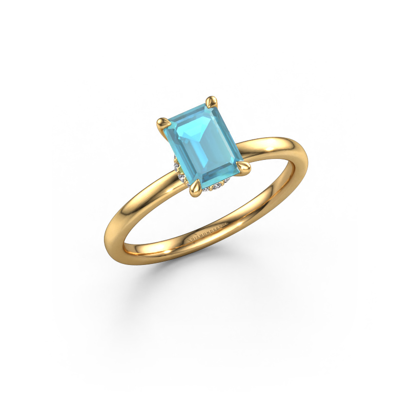 Image of Engagement ring Crystal EME 3 585 gold Blue topaz 7x5 mm