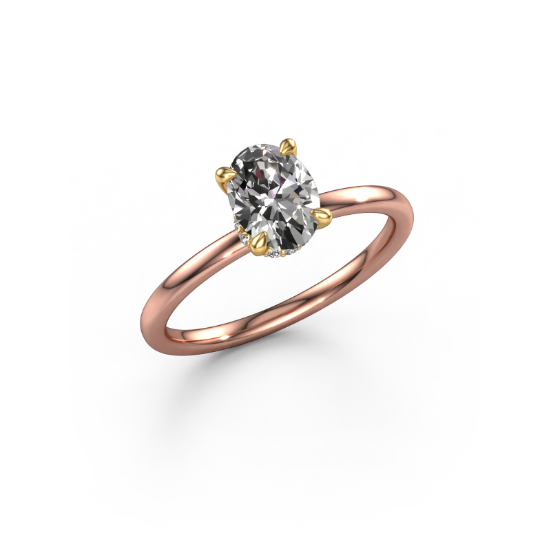 Image of Engagement ring Crystal OVL 3 585 rose gold Lab grown diamond 0.87 crt
