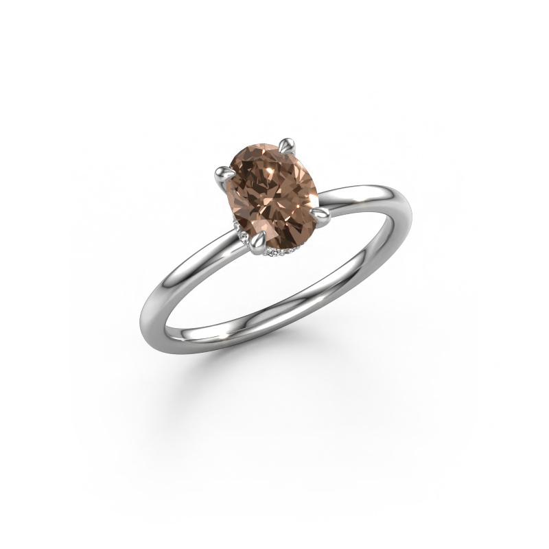Image of Engagement ring Crystal OVL 3 950 platinum Brown diamond 0.87 crt
