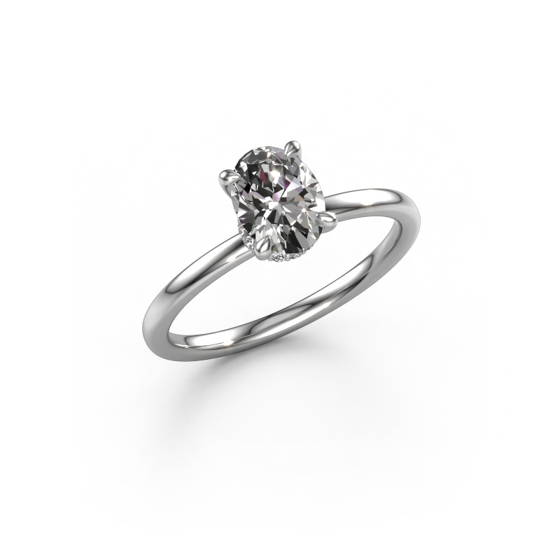 Image of Engagement ring Crystal OVL 3 950 platinum Zirconia 7,5x5,5 mm