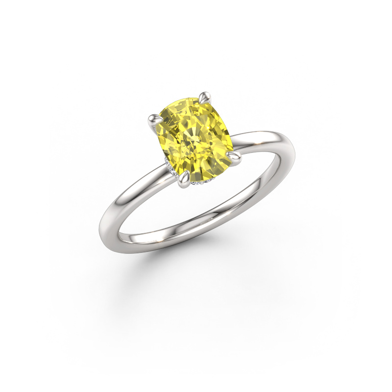 Immagine di Anello di fidanzamento Crystal CSH 3 585 oro bianco Diamante lab grown giallo 8.7x6.6 mm