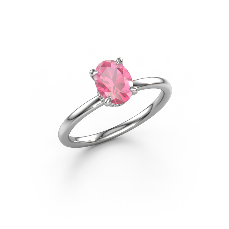 Image of Engagement ring Crystal OVL 3 950 platinum Pink sapphire 7,5x5,5 mm