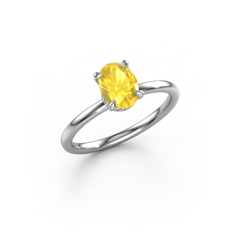 Image de Bague de fiançailles Crystal OVL 3 950 platine Saphir jaune 7,5x5,5 mm
